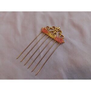 Vintage Gold Tone Hair Comb Accessory With Ornate Design